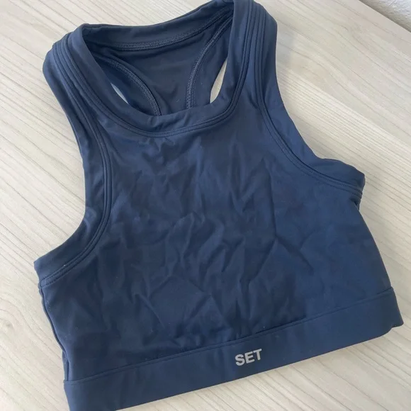 SET ACTIVE NAVY RACERBACK SPORTS BRA - Picture 2 of 4